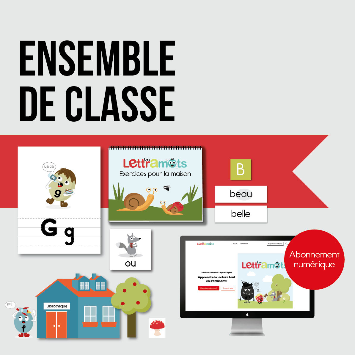 Ensembles de matériel didactique incluant les affiches et les documents numériques nécessaires pour utiliser la méthode des Lettramots.