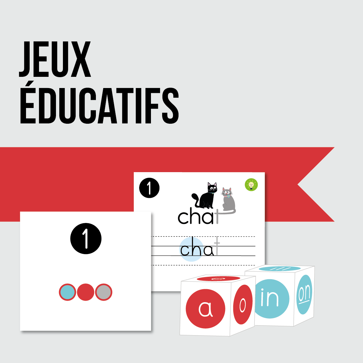 Matériel ludique conçu pour favoriser l’apprentissage de la lecture et de l'écriture, tout en s’amusant!