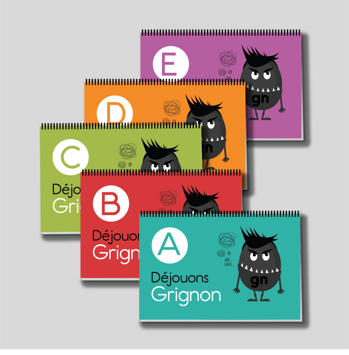 Ensemble de carnets d'exercices plastifiés # A à E (exercices adaptés, première année)