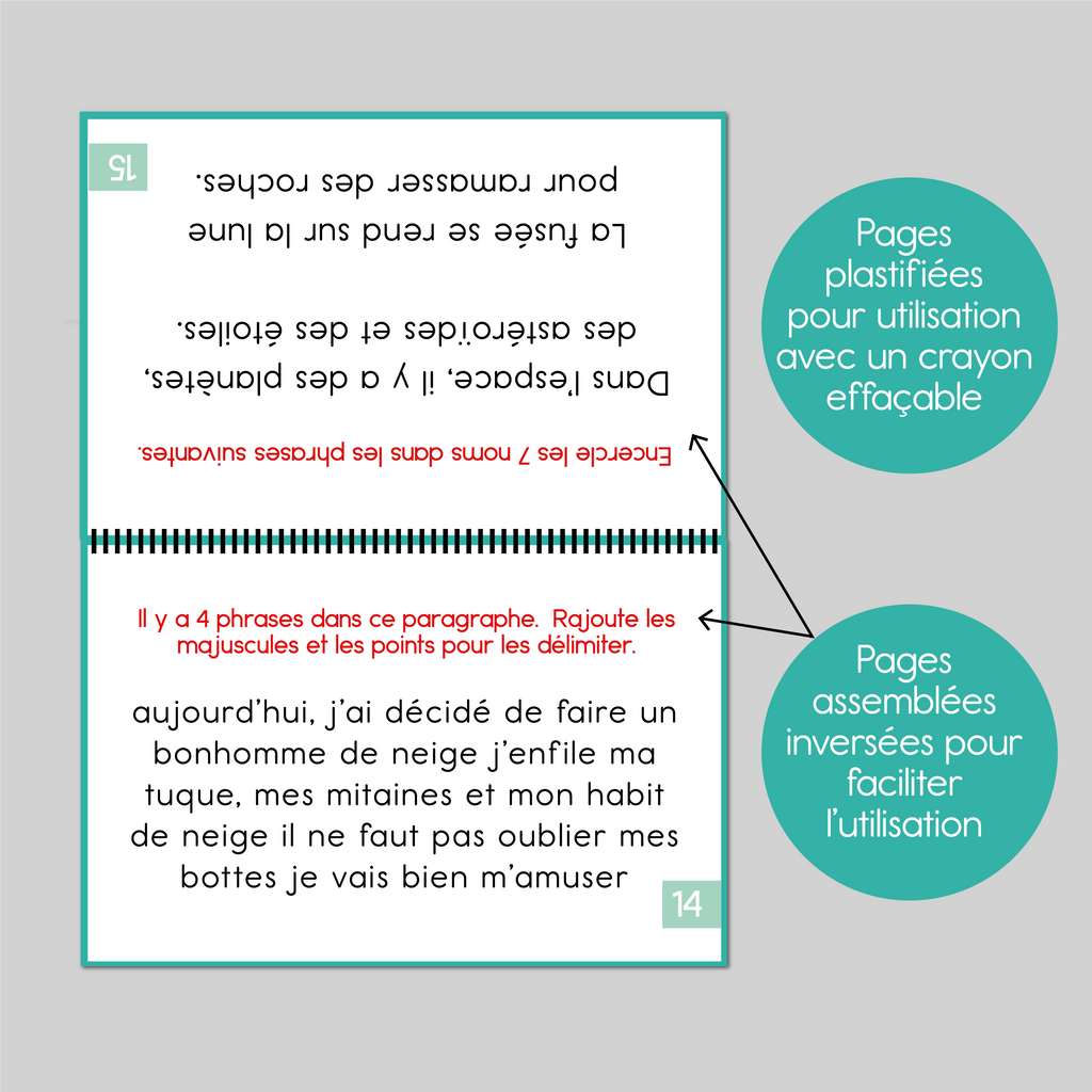 Ensemble de carnets d'exercices plastifiés # 6 à 10 (deuxième année)