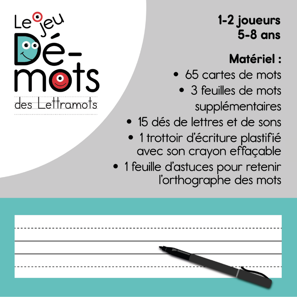 Jeu Dé-mots des Lettramots (1re année)