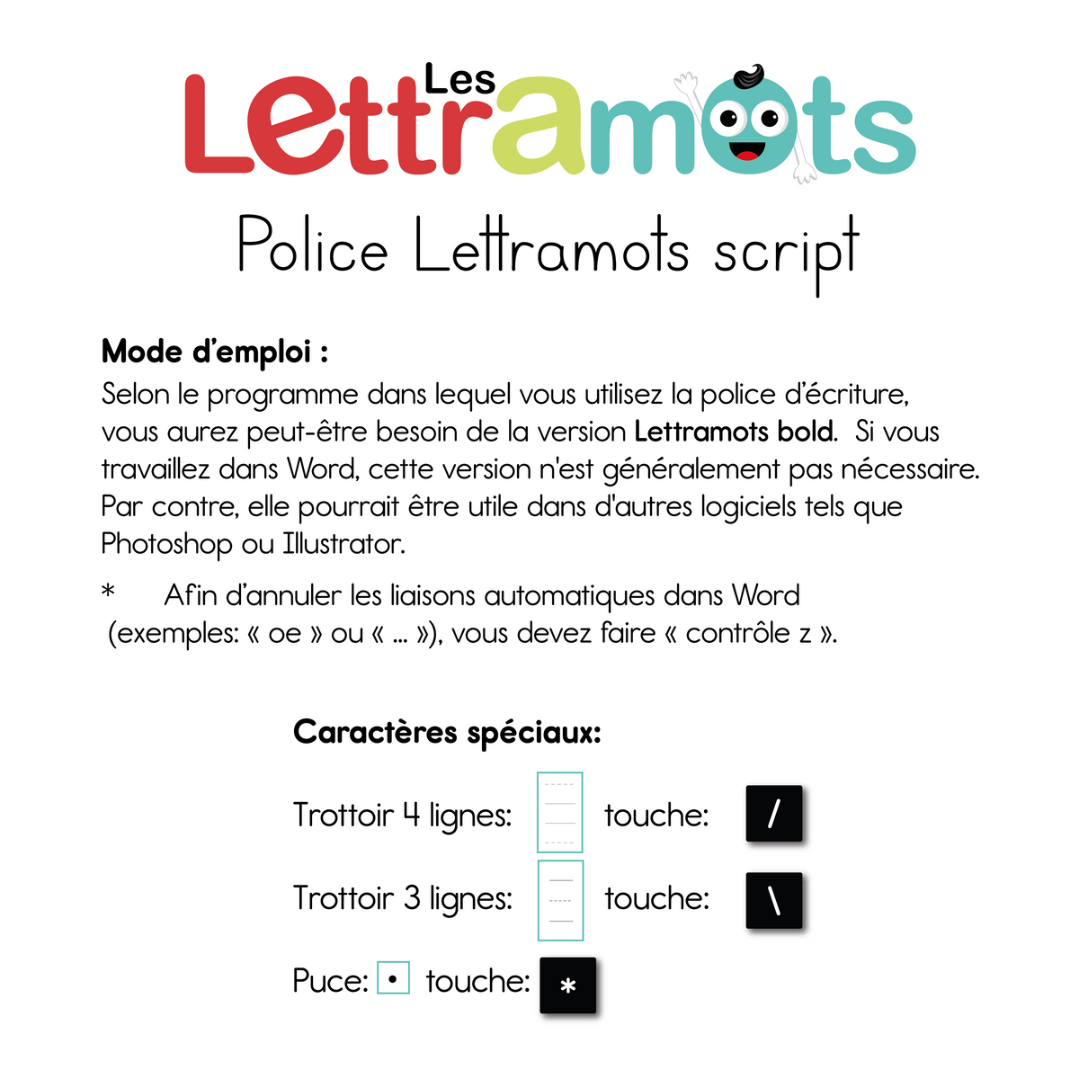 Polices d'écriture Lettramots (Script et trottoir)