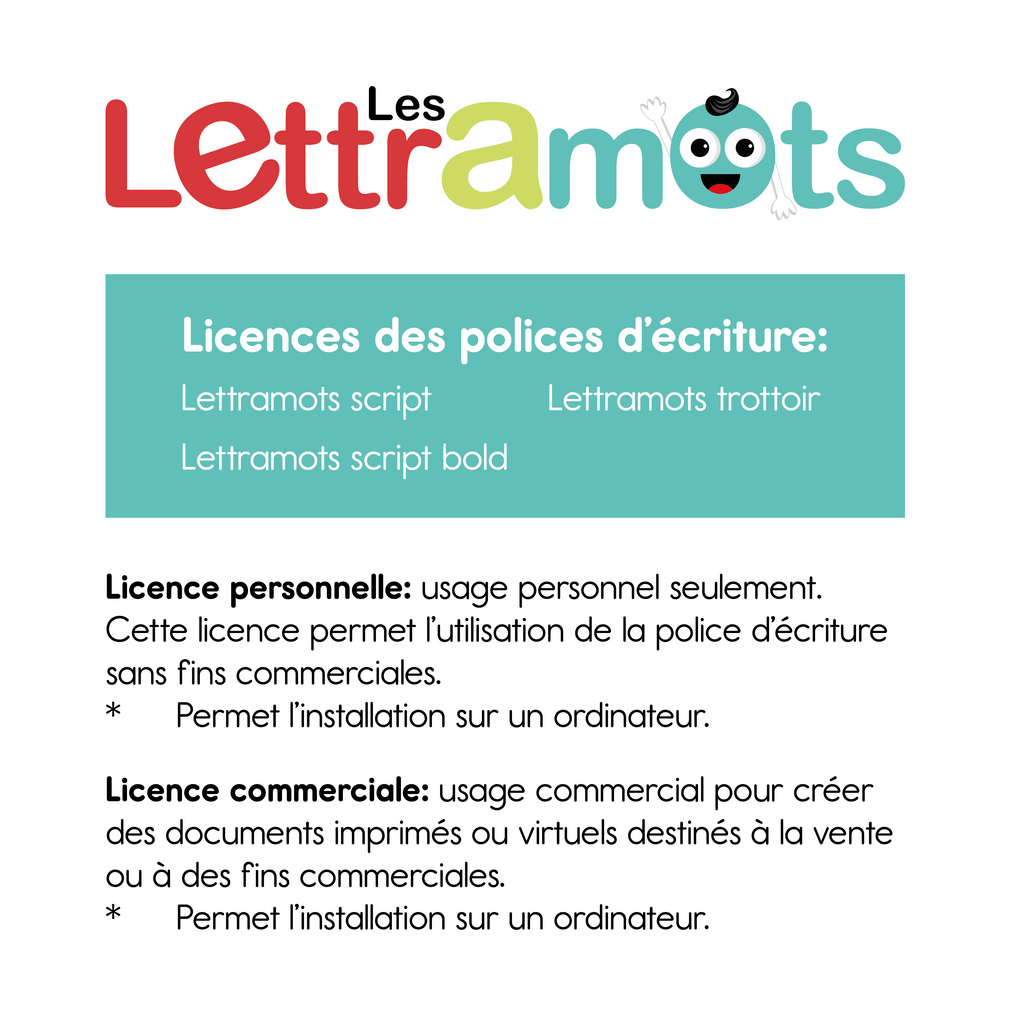 Polices d'écriture Lettramots (Script et trottoir)